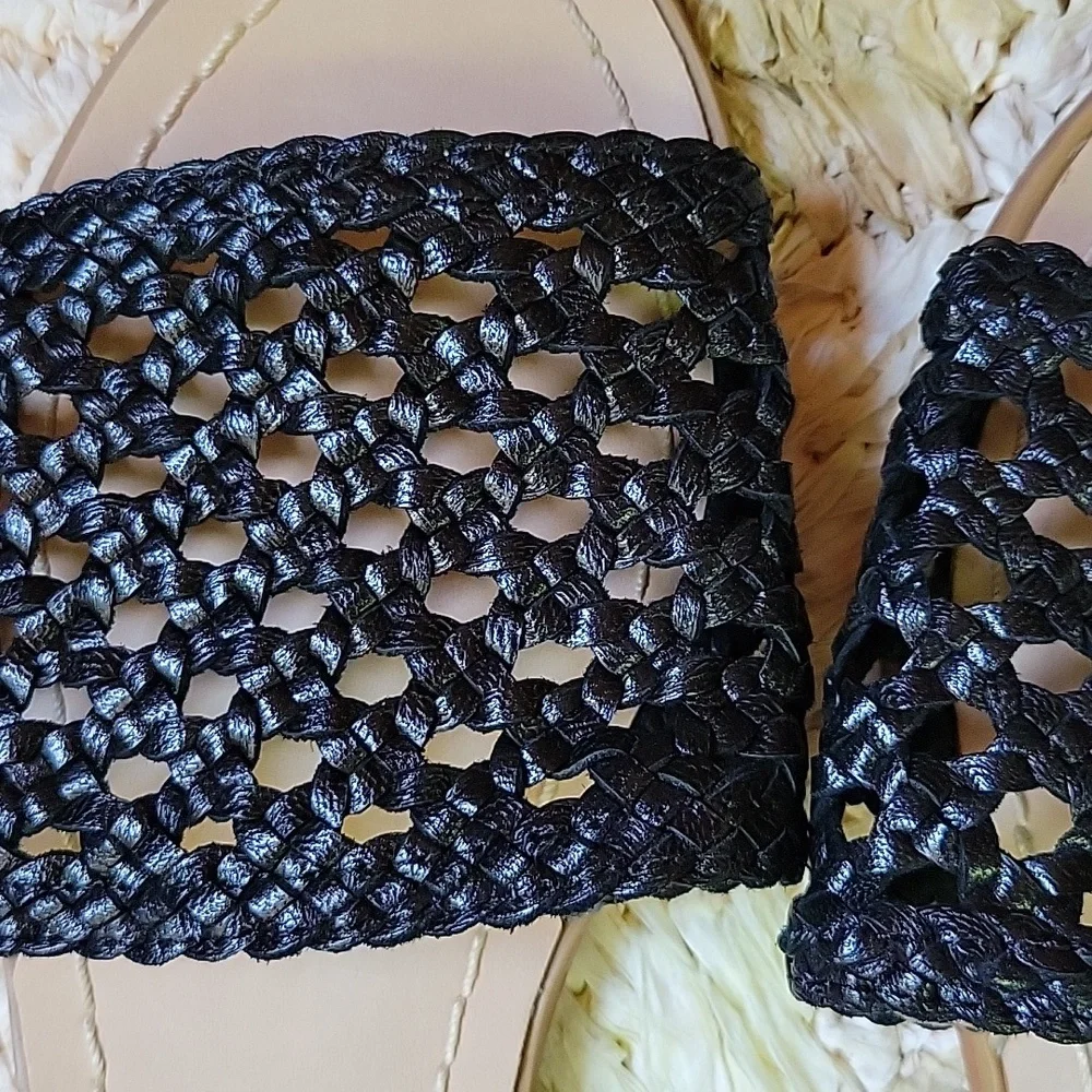 Kate Spade Berlin black woven sandals, size 7.5M